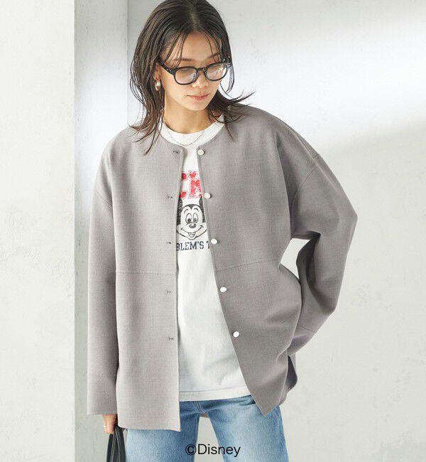 SHIPS for women「〈手洗い可能〉ストレッチ 二重織 リバー 仕立て ノーカラー コート」|その他|