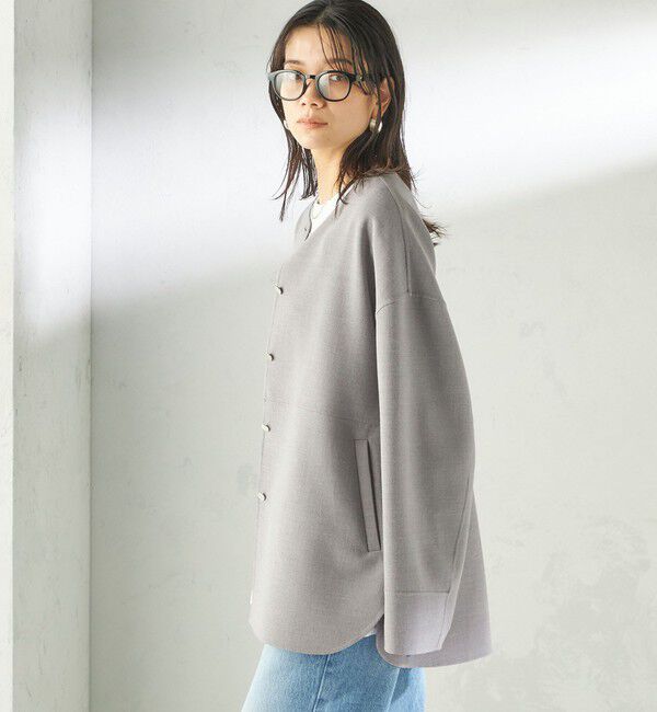 SHIPS for women「〈手洗い可能〉ストレッチ 二重織 リバー 仕立て ノーカラー コート」|その他|