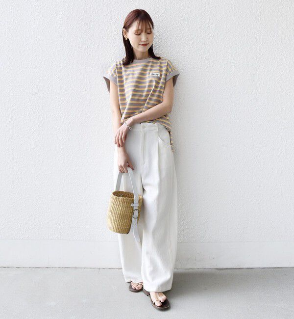 SHIPS for women「《予約》【WEB限定】マルチ ボーダー フレンチスリーブ プルオーバー」|Tシャツ・カットソー|