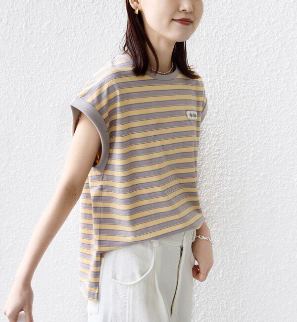 SHIPS for women「《予約》【WEB限定】マルチ ボーダー フレンチスリーブ プルオーバー」|Tシャツ・カットソー|