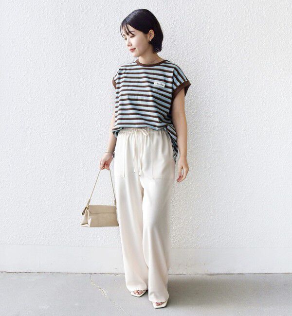 SHIPS for women「《予約》【WEB限定】マルチ ボーダー フレンチスリーブ プルオーバー」|Tシャツ・カットソー|