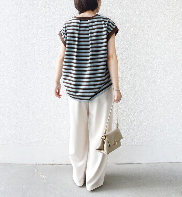 SHIPS for women「《予約》【WEB限定】マルチ ボーダー フレンチスリーブ プルオーバー」|Tシャツ・カットソー|