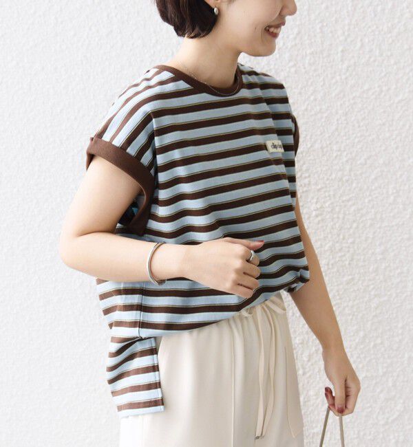 SHIPS for women「《予約》【WEB限定】マルチ ボーダー フレンチスリーブ プルオーバー」|Tシャツ・カットソー|