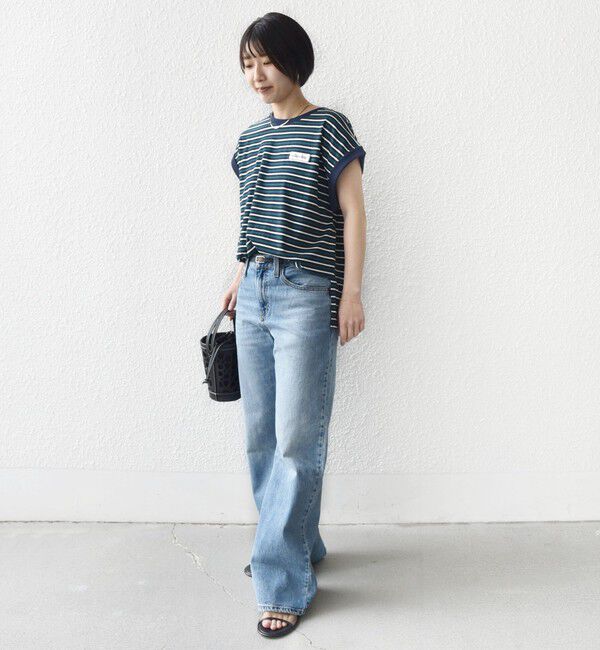 SHIPS for women「《予約》【WEB限定】マルチ ボーダー フレンチスリーブ プルオーバー」|Tシャツ・カットソー|