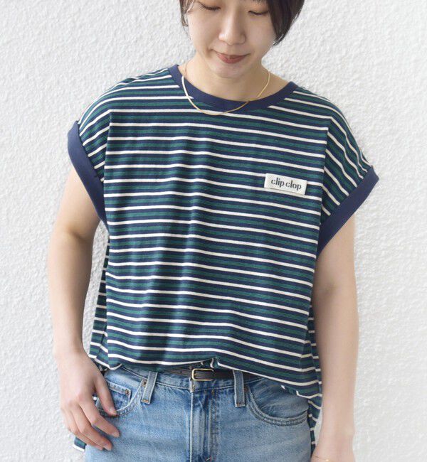 SHIPS for women「《予約》【WEB限定】マルチ ボーダー フレンチスリーブ プルオーバー」|Tシャツ・カットソー|