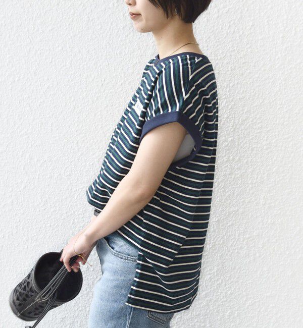 SHIPS for women「《予約》【WEB限定】マルチ ボーダー フレンチスリーブ プルオーバー」|Tシャツ・カットソー|