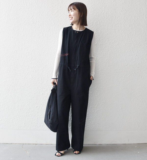 SHIPS any「【SHIPS any別注】PAYDAY:〈洗濯機可能〉ステンシル ロゴ プリント オーバーオール」|オールインワン|