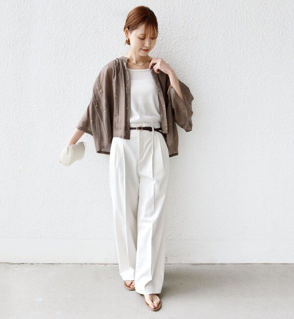 SHIPS for women「《予約》〈手洗い可能〉コットン オーガンジー リーフ 刺繍 羽織 ブラウス」|シャツ・ブラウス|