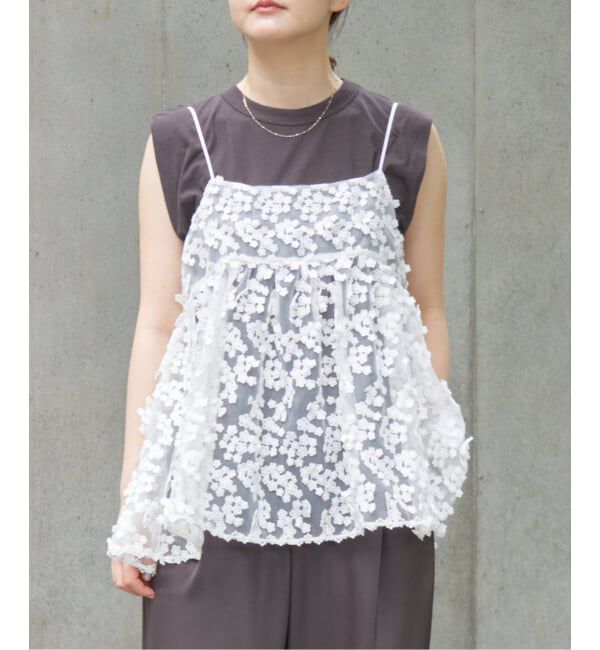 IENA「《WEB限定/追加2》フラワーエンブロイダリー キャミソール」|キャミソール|