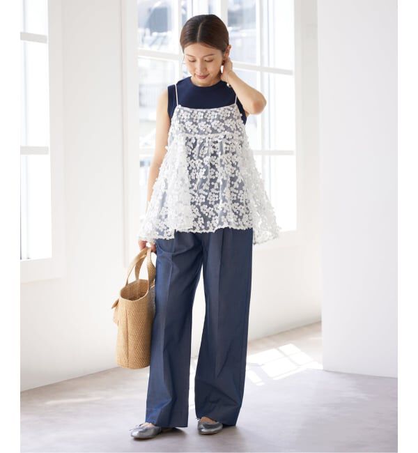 IENA「《WEB限定/追加2》フラワーエンブロイダリー キャミソール」|キャミソール|