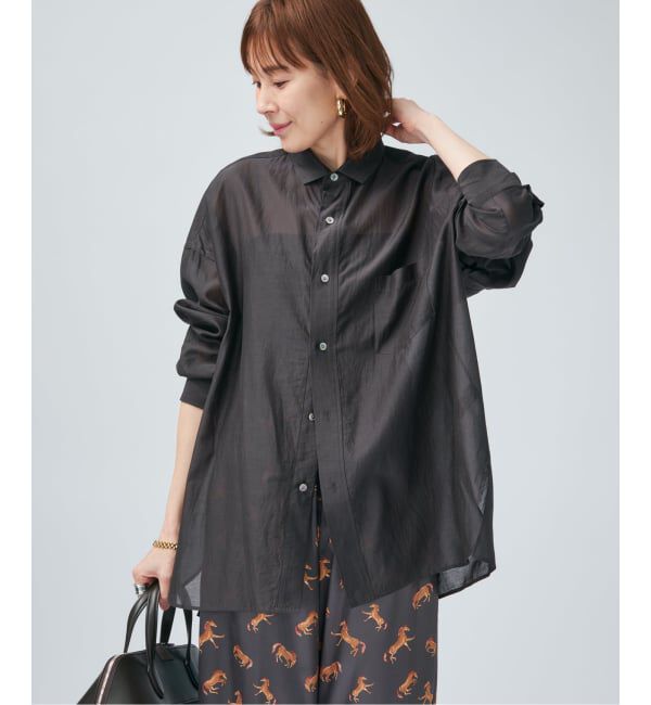 VERMEIL par iena「TICCA ティッカ コットンシルクスクエアビッグシャツ uni 0261401113」|シャツ・ブラウス|グレー