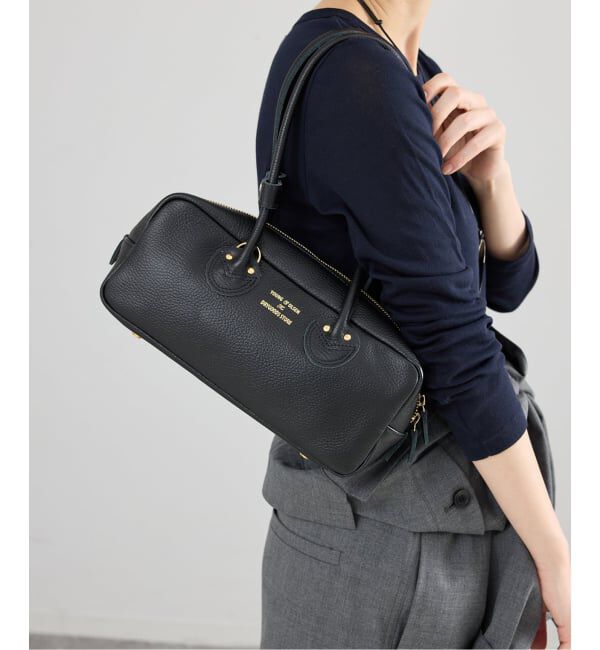 IENA「《WEB限定》YOUNG&OLSEN EMBOSSED LEATHER STUDENT S バッグ YO2601-GD005」|ボストンバッグ|ブラック