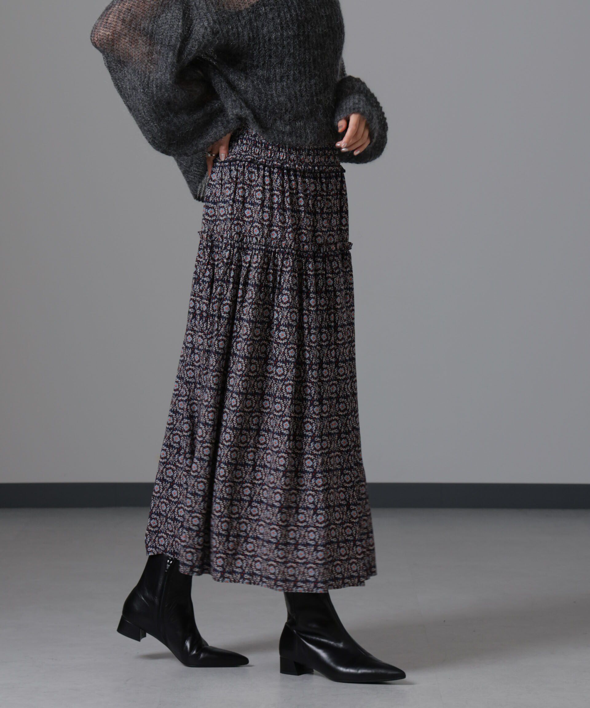 nano･universe「サークルフワラープリントスカート」|スカート|