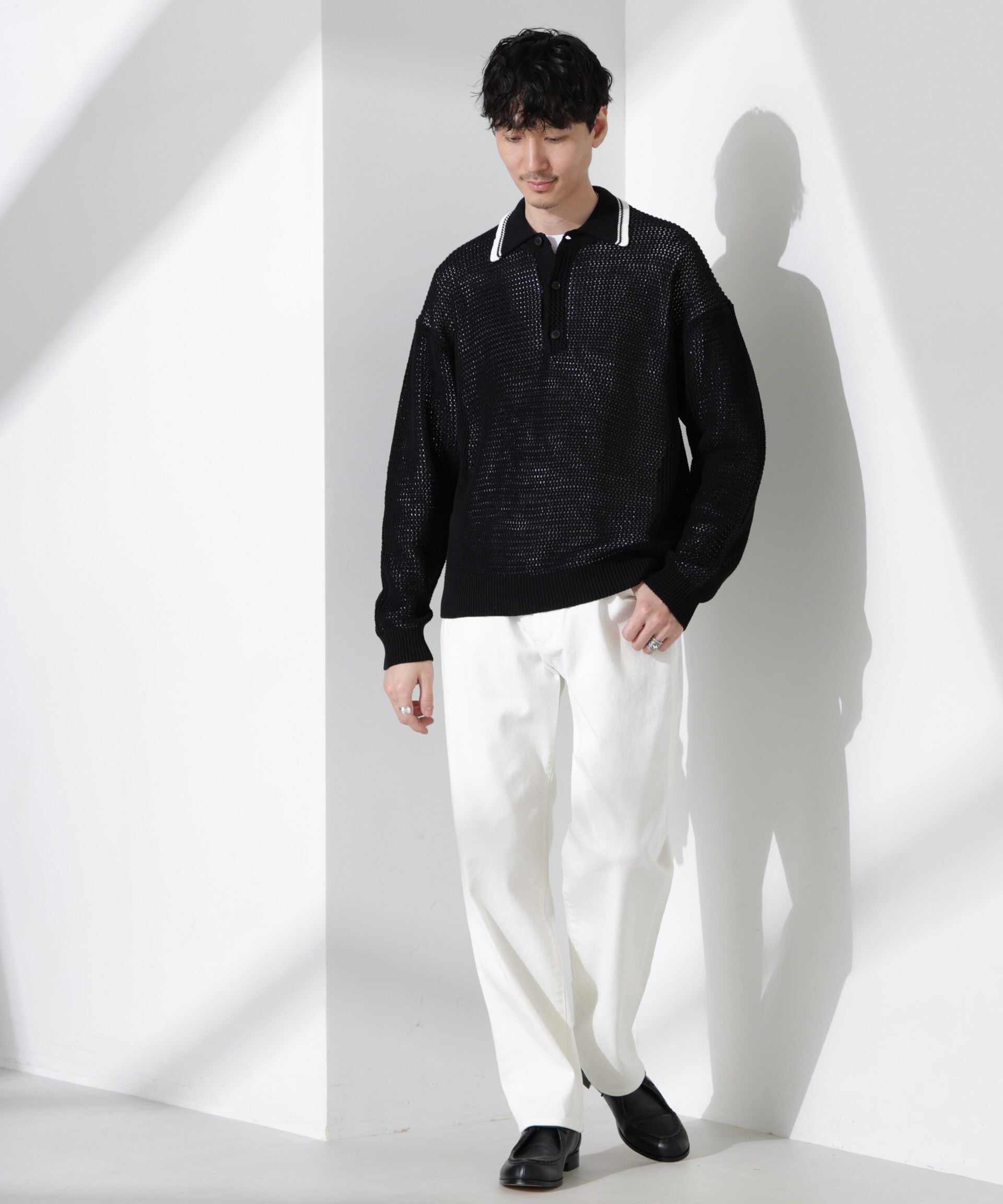 nano･universe「ローゲージ ニットポロ」|ニット・セーター|