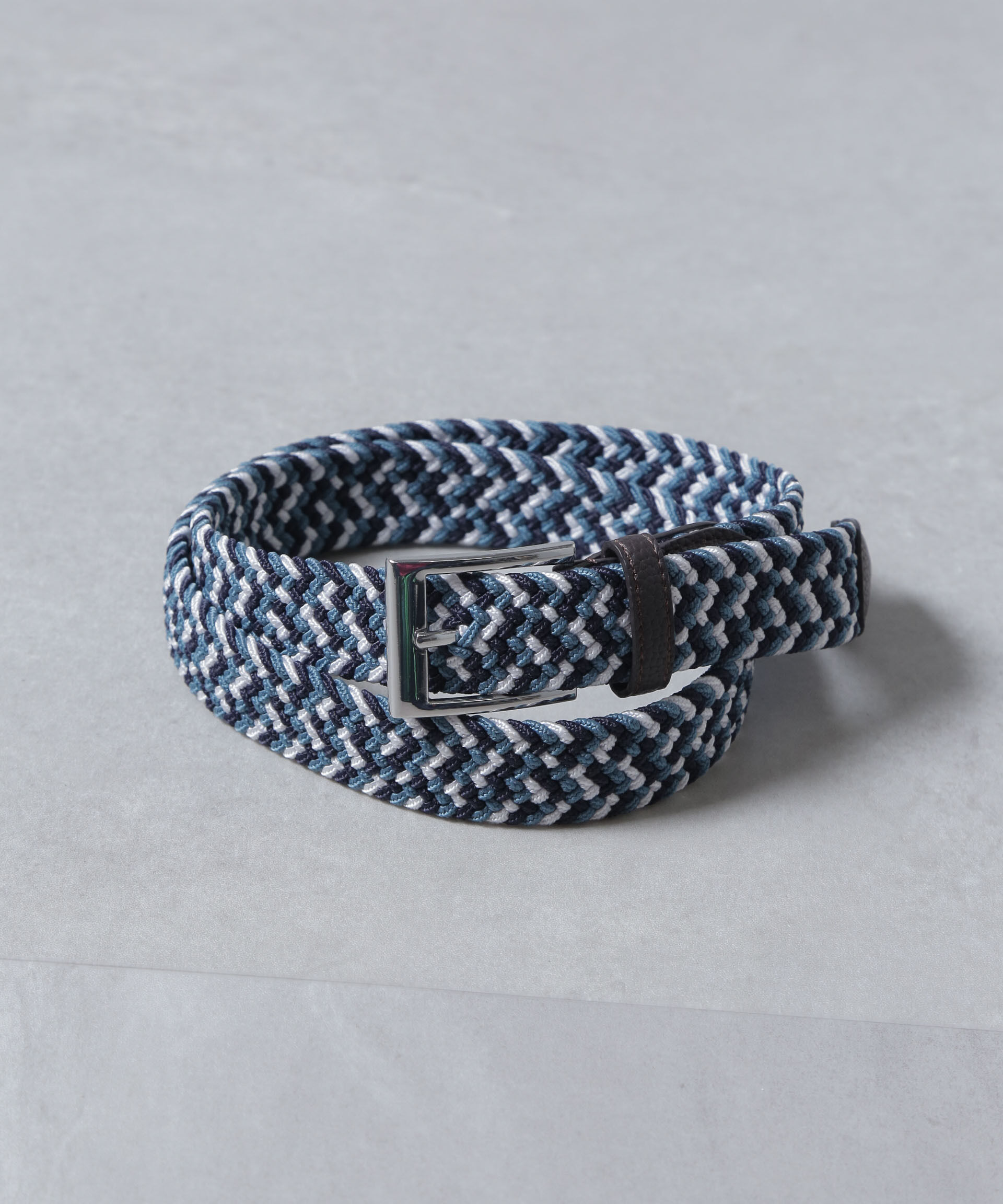 nano･universe「ゴムメッシュベルト」|ベルト|ネイビー