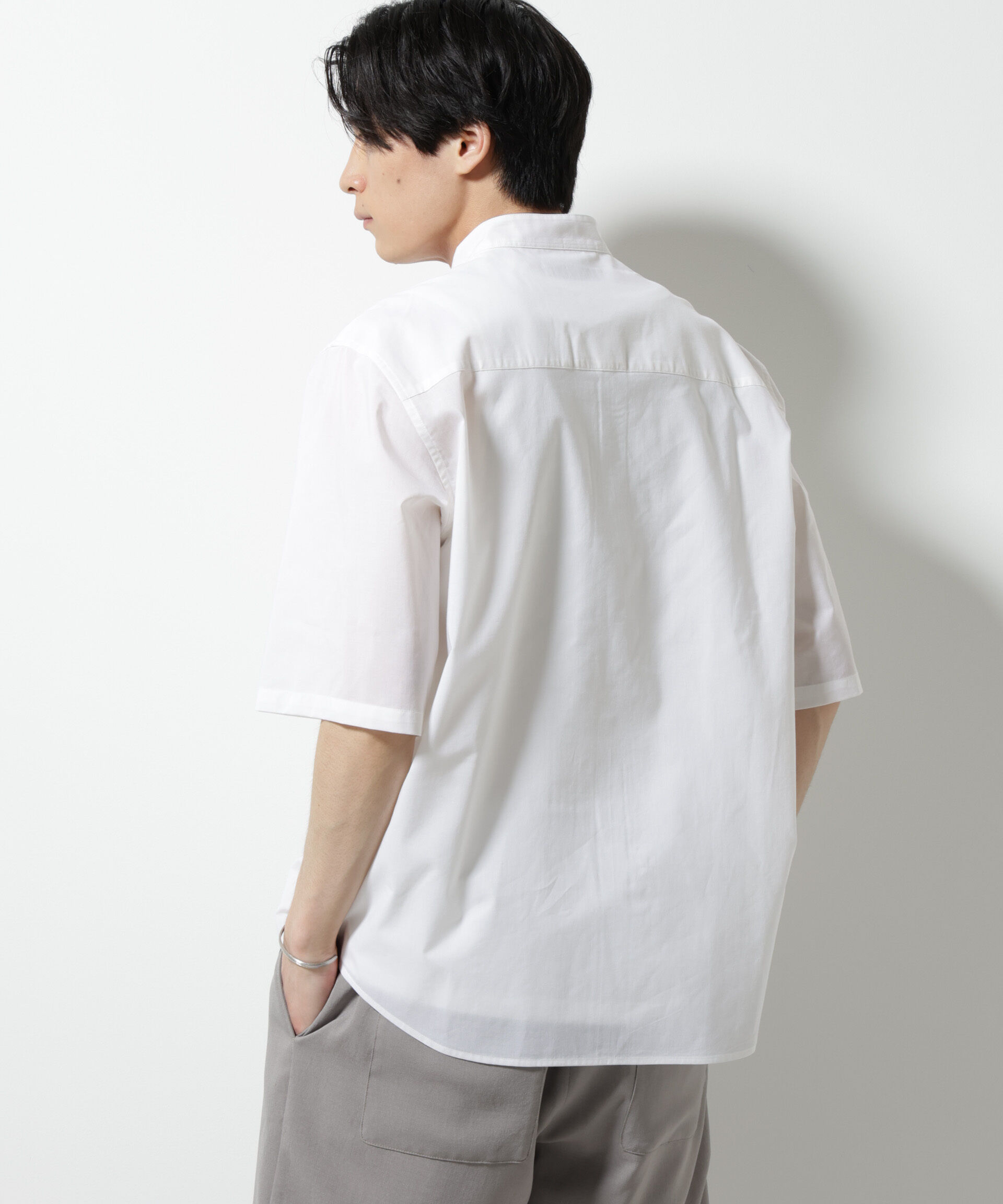 nano･universe「TEXBRID(R)バンドカラーシャツ 半袖」|シャツ・ブラウス|