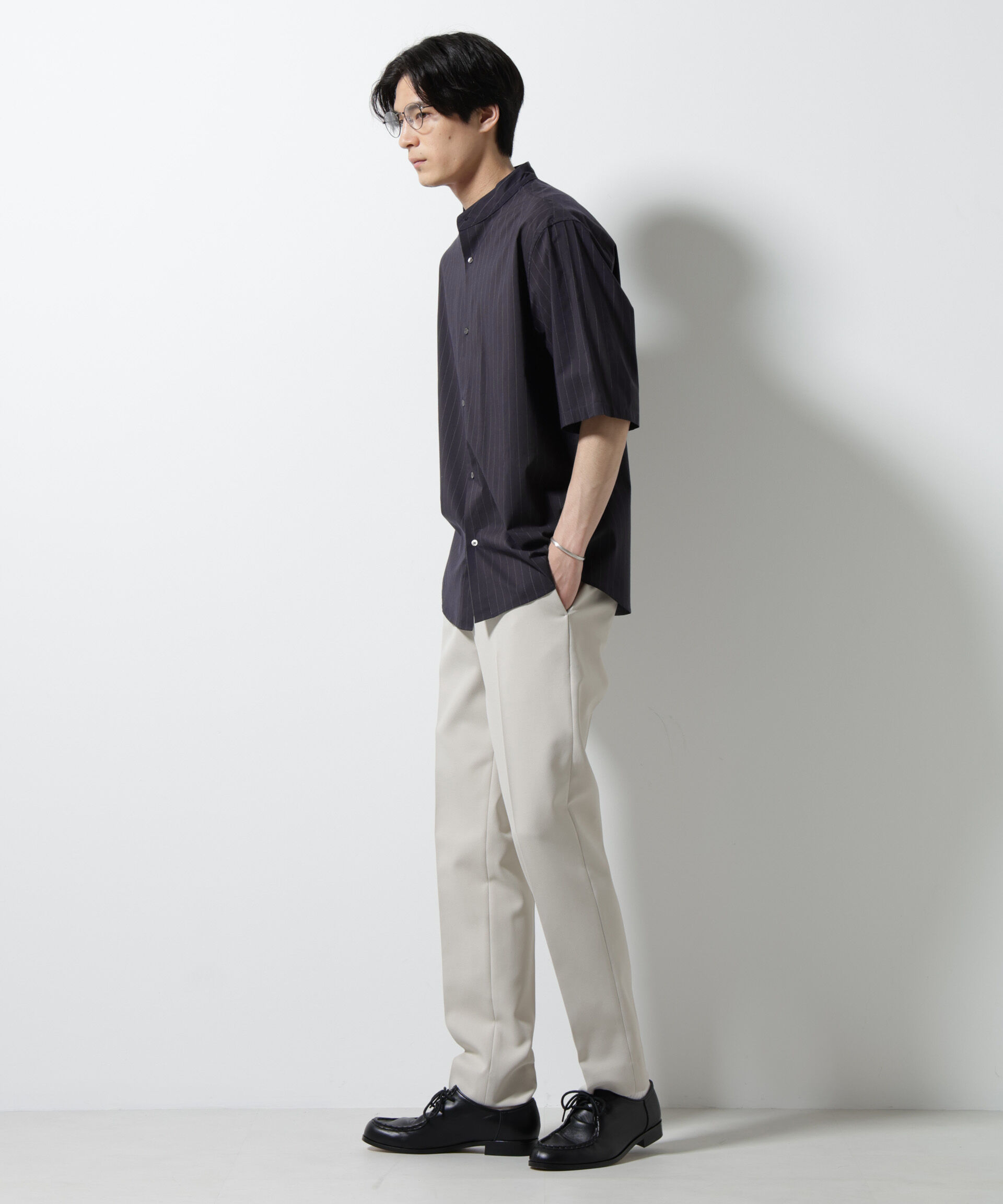 nano･universe「TEXBRID(R)バンドカラーシャツ 半袖」|シャツ・ブラウス|