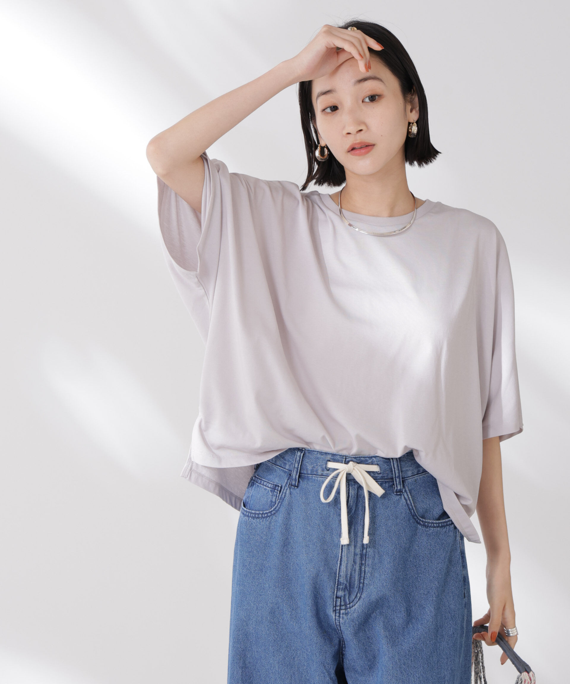 nano･universe「吸水速乾抗菌防臭ドルマンワイドトップス」|Tシャツ・カットソー|L.グレー1