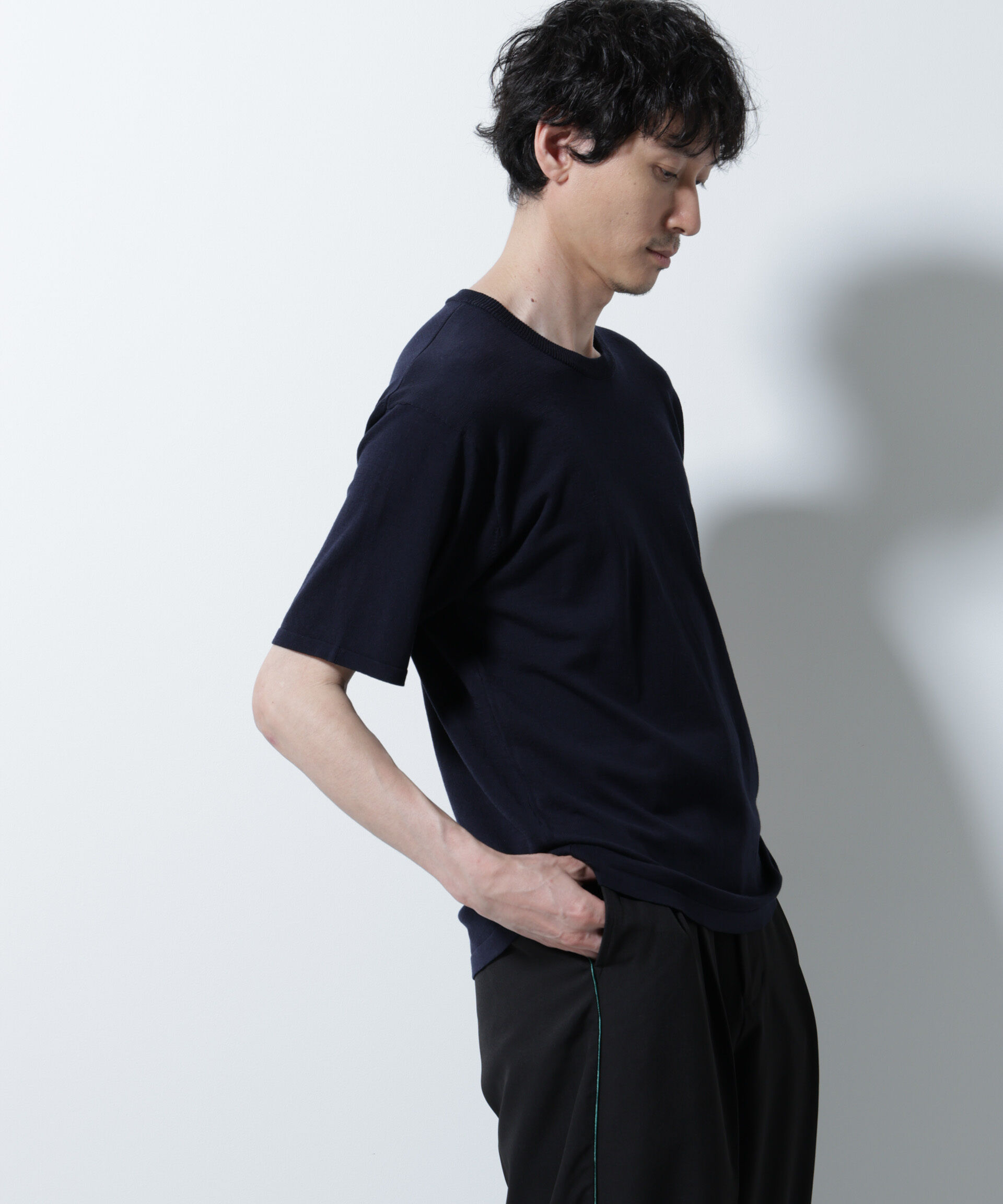 nano･universe「シルキータッチニットTシャツ 半袖」|ニット・セーター|