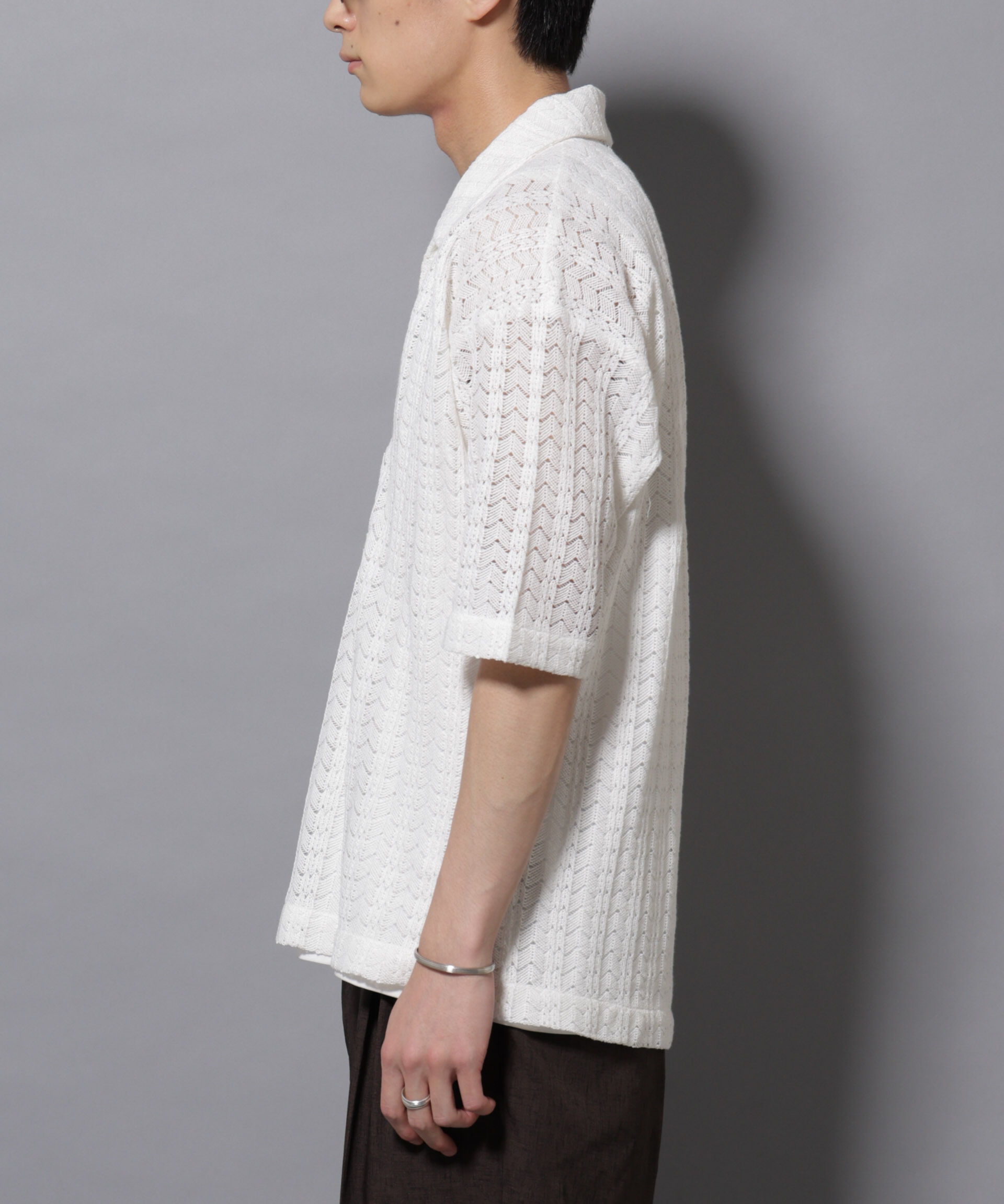 nano･universe「メッシュラッセル スキッパーポロ」|ニット・セーター|