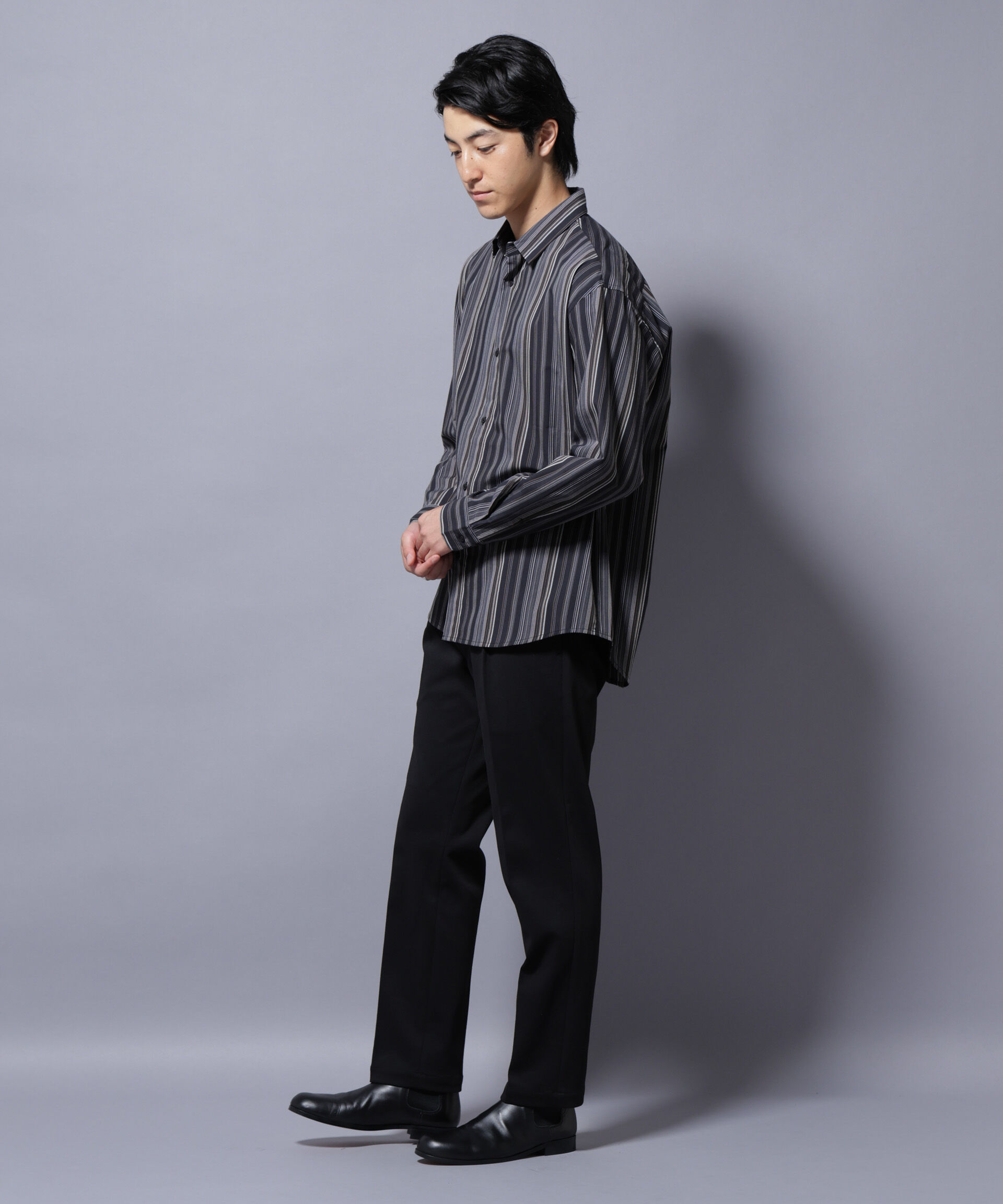 nano･universe「ランダムストライプシャツ 長袖」|シャツ・ブラウス|