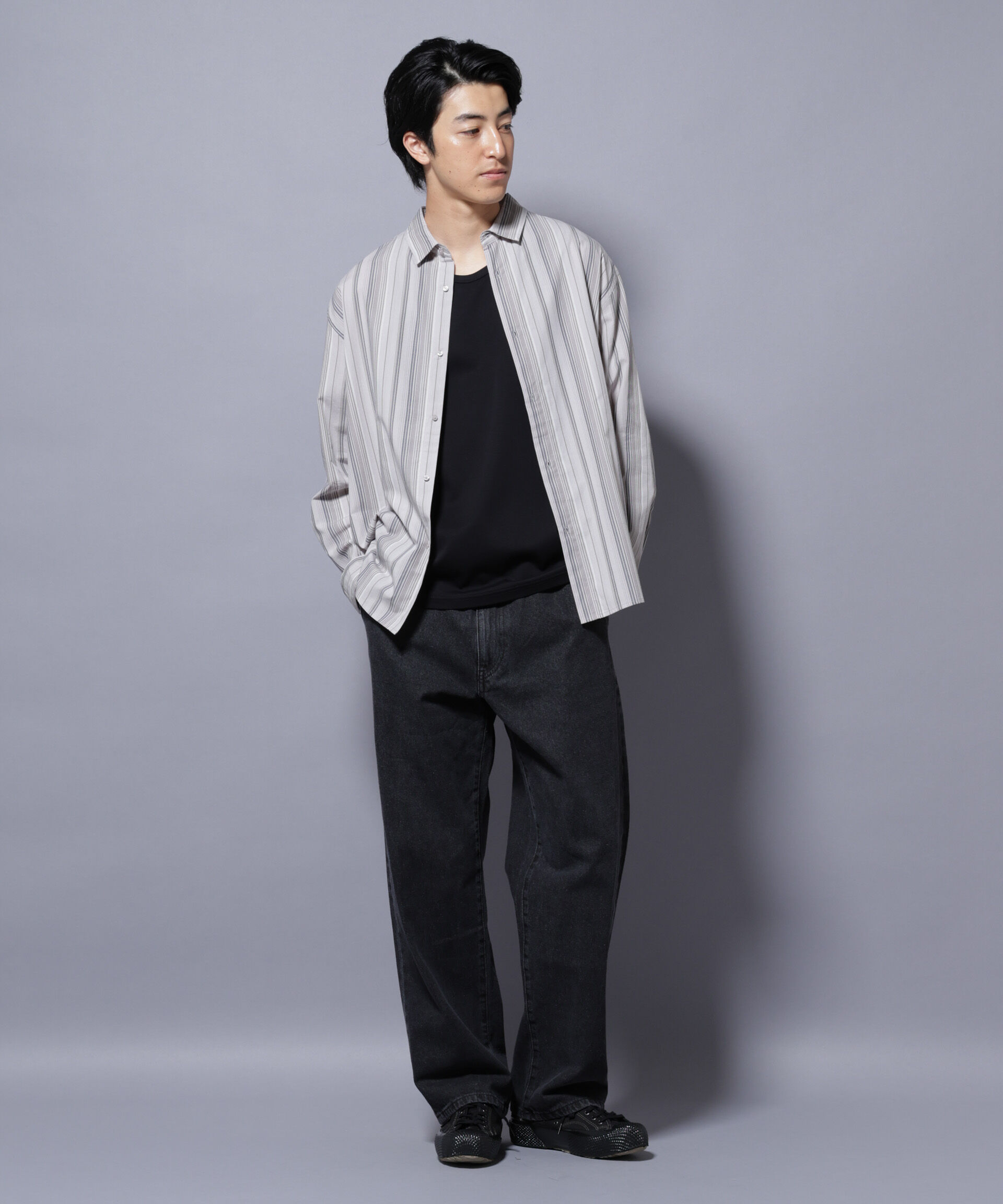 nano･universe「ランダムストライプシャツ 長袖」|シャツ・ブラウス|