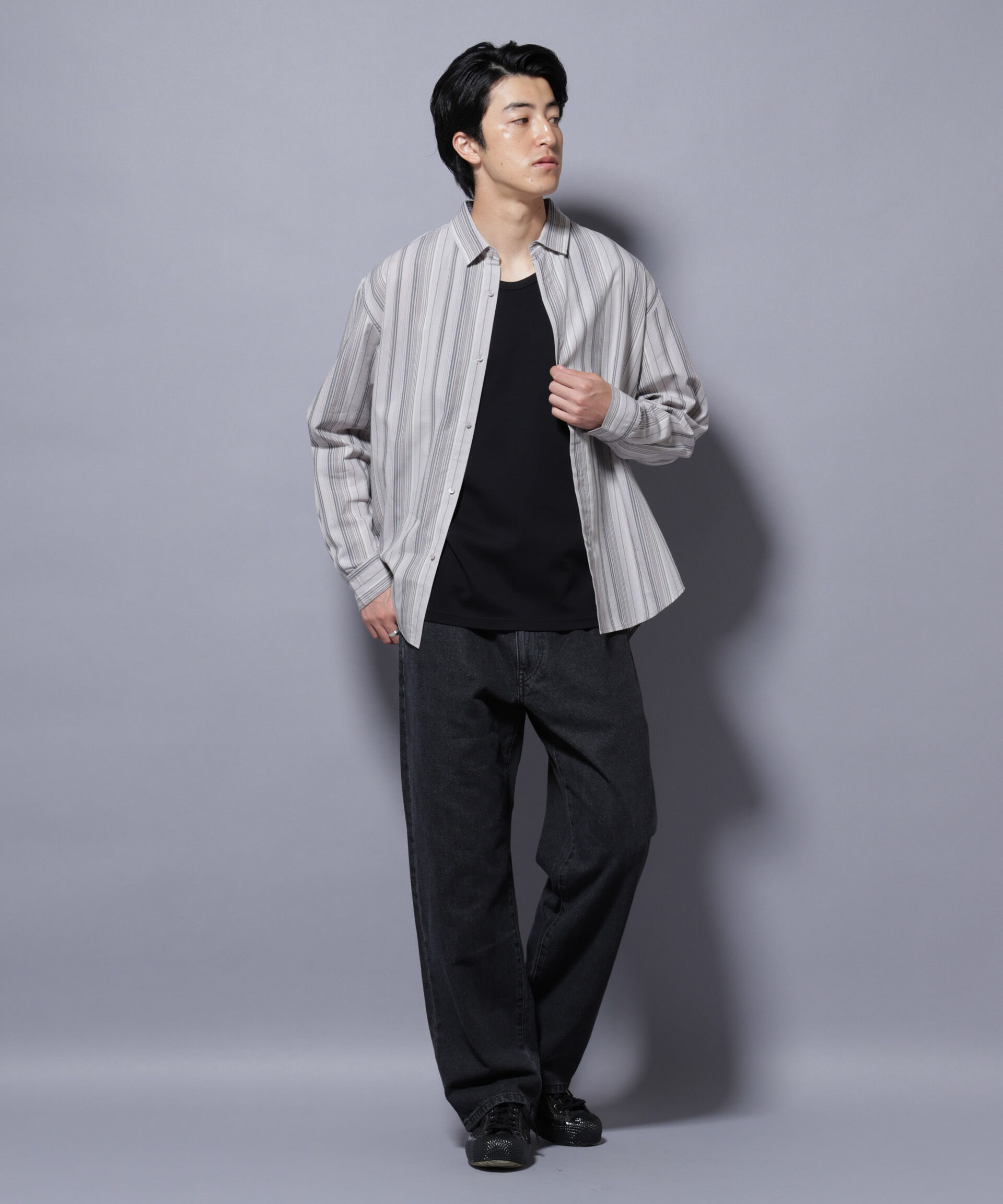 nano･universe「ランダムストライプシャツ 長袖」|シャツ・ブラウス|