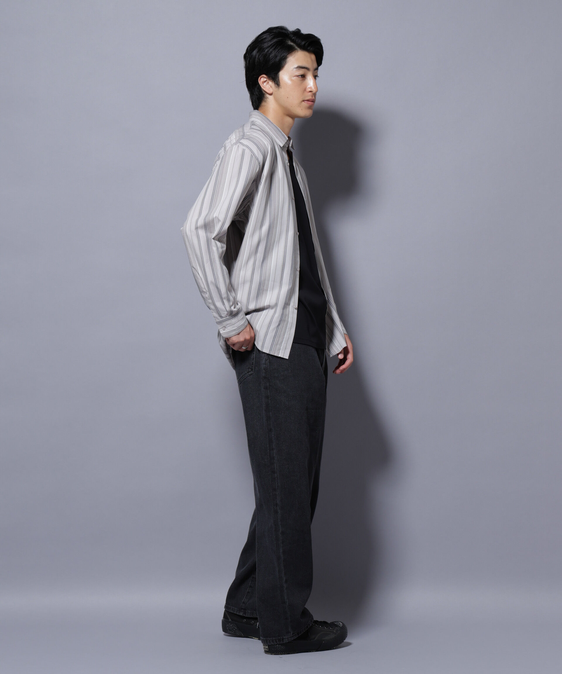 nano･universe「ランダムストライプシャツ 長袖」|シャツ・ブラウス|