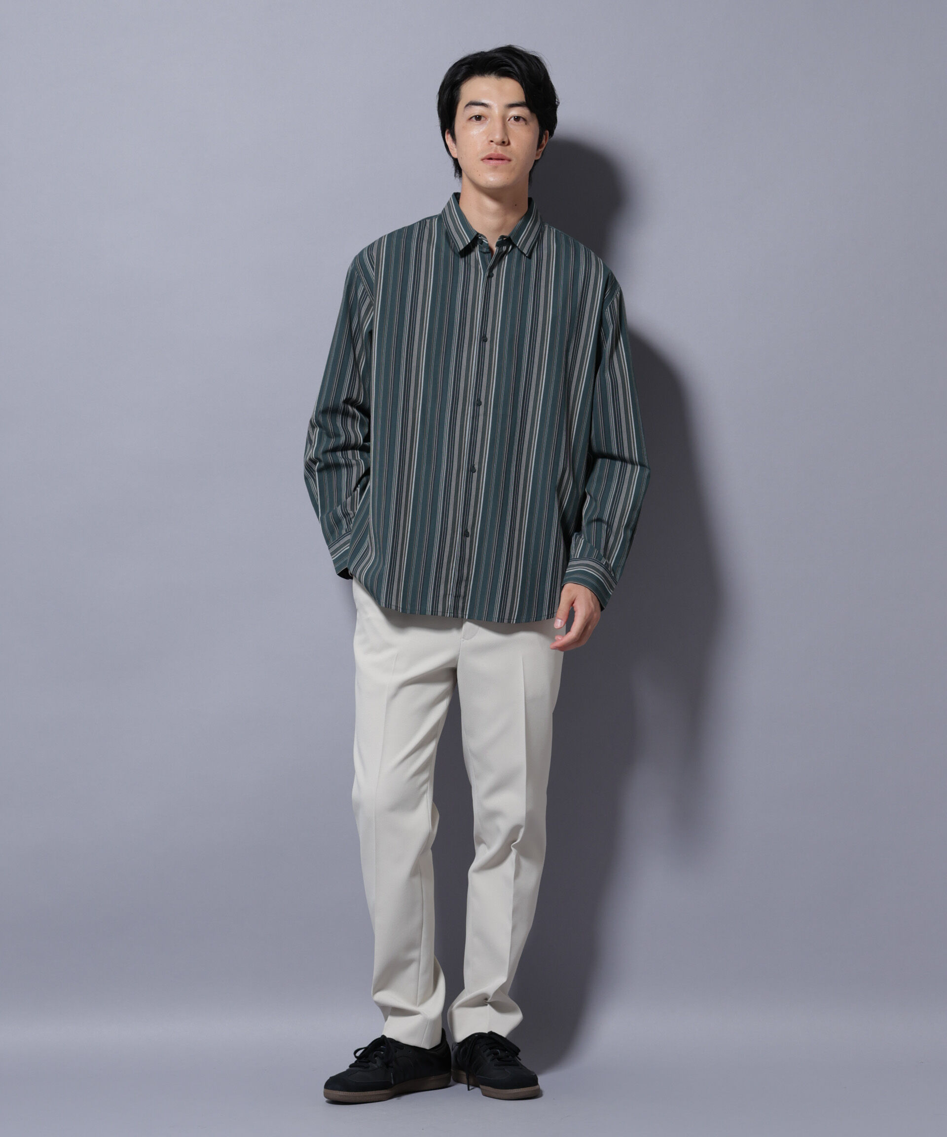 nano･universe「ランダムストライプシャツ 長袖」|シャツ・ブラウス|