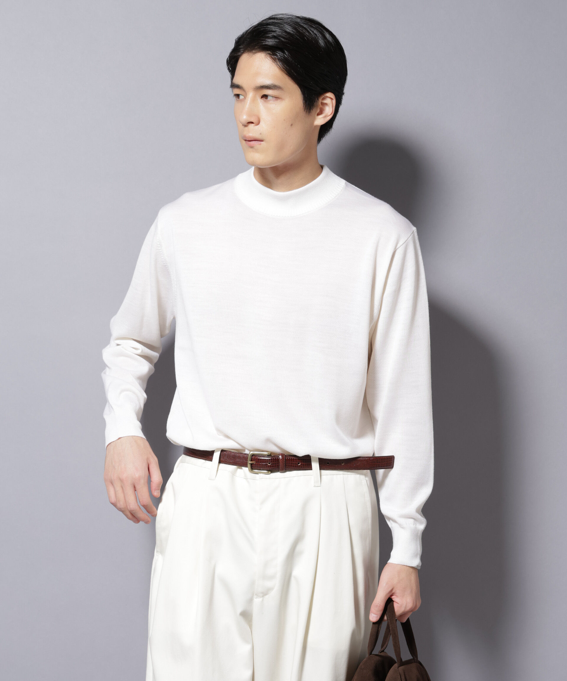 nano･universe「「毛玉レスニット」ファインゲージモックネック」|ニット・セーター|