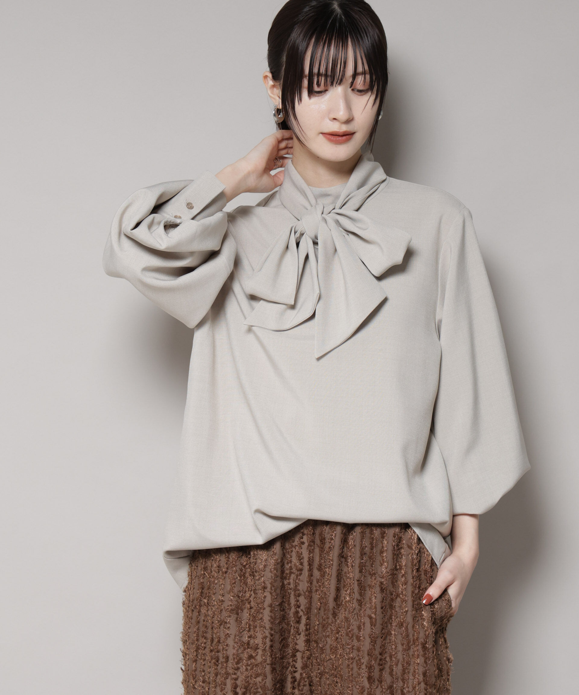 nano･universe「ボータイ取り外し可能2wayブラウス」|シャツ・ブラウス|