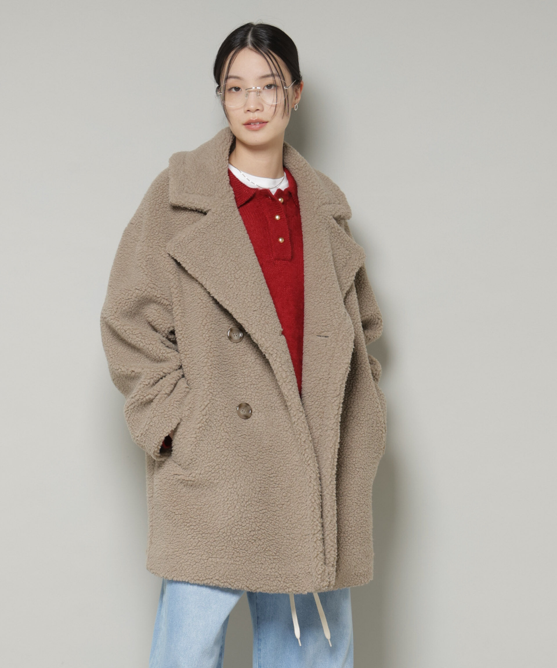 nano･universe「ボアワイドダブルボタンコート」|その他|モカ3