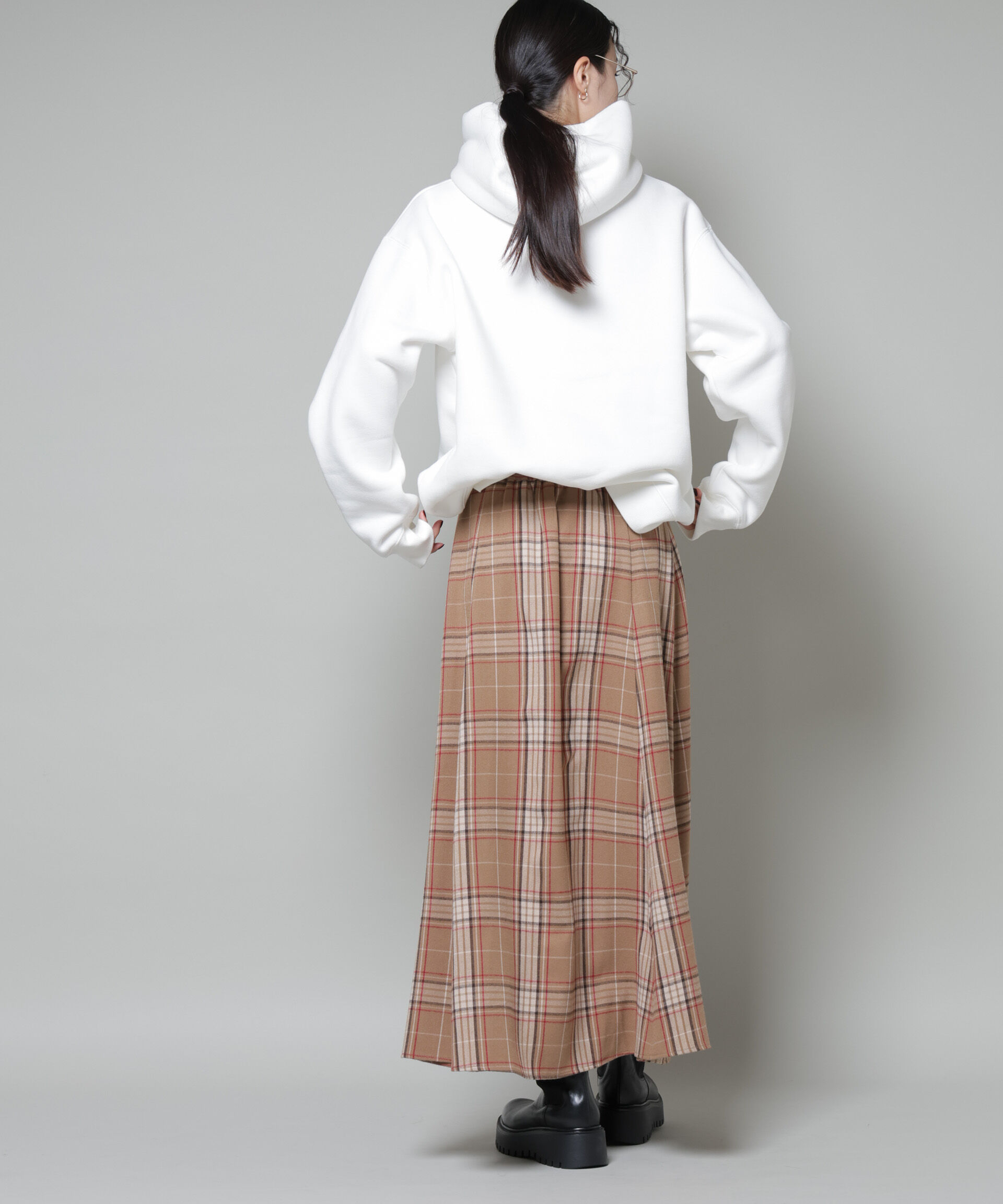 nano･universe「起毛チェックタックフレアスカート」|スカート|