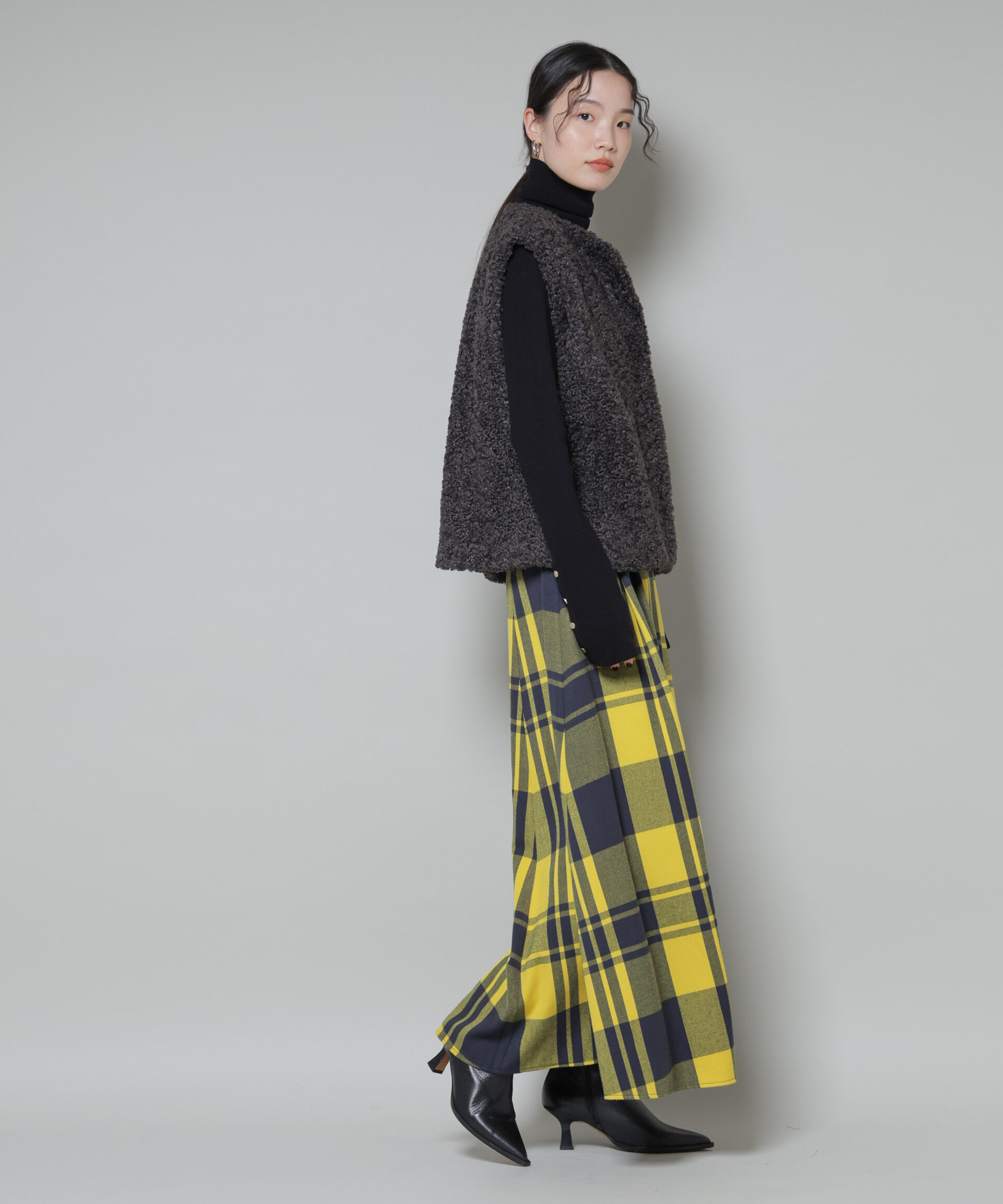 nano･universe「起毛チェックタックフレアスカート」|スカート|