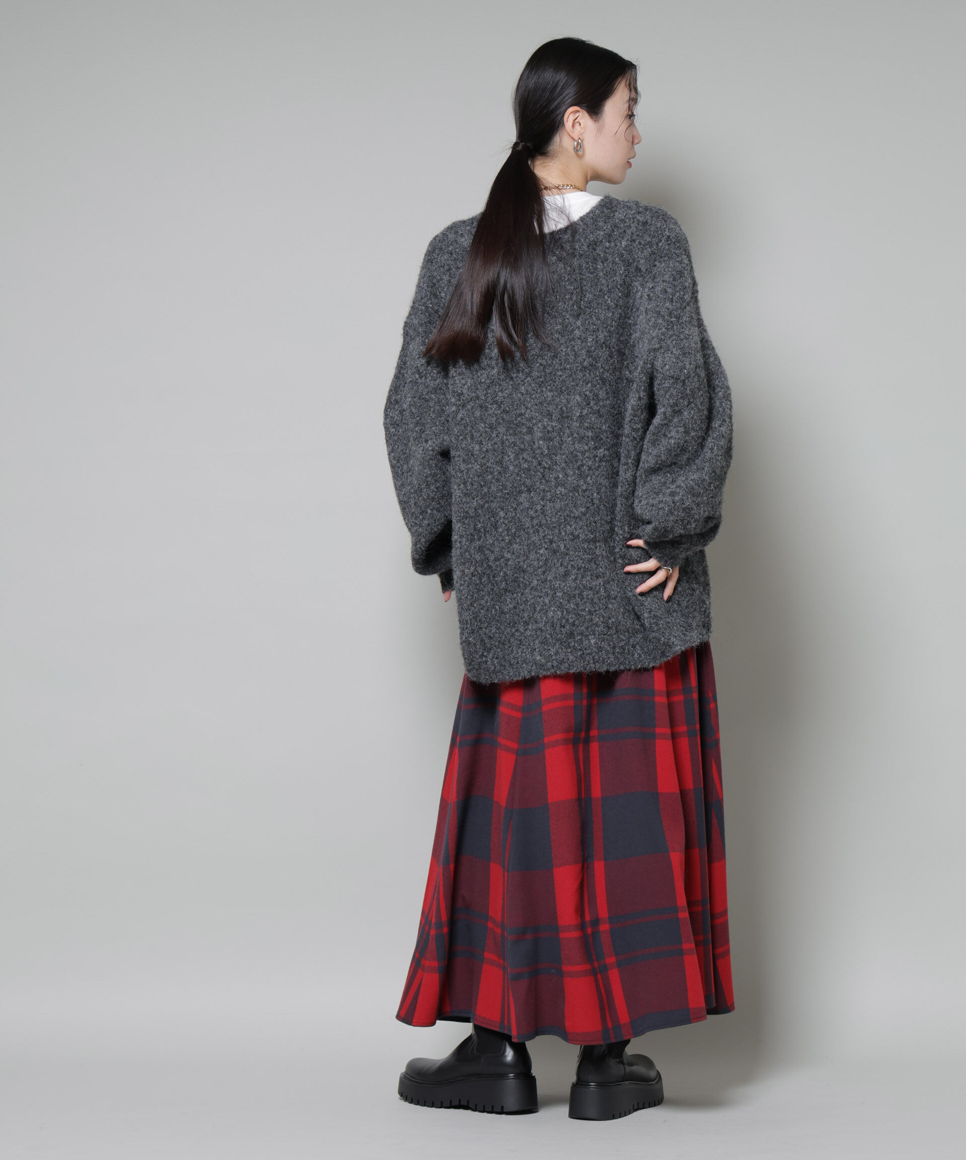 nano･universe「起毛チェックタックフレアスカート」|スカート|
