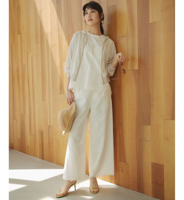 23区「【洗える】リネンエンブロイダリー ワイドパンツ」|その他|