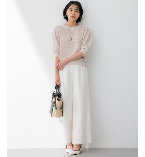 23区「【洗える】リネンエンブロイダリー ワイドパンツ」|その他|