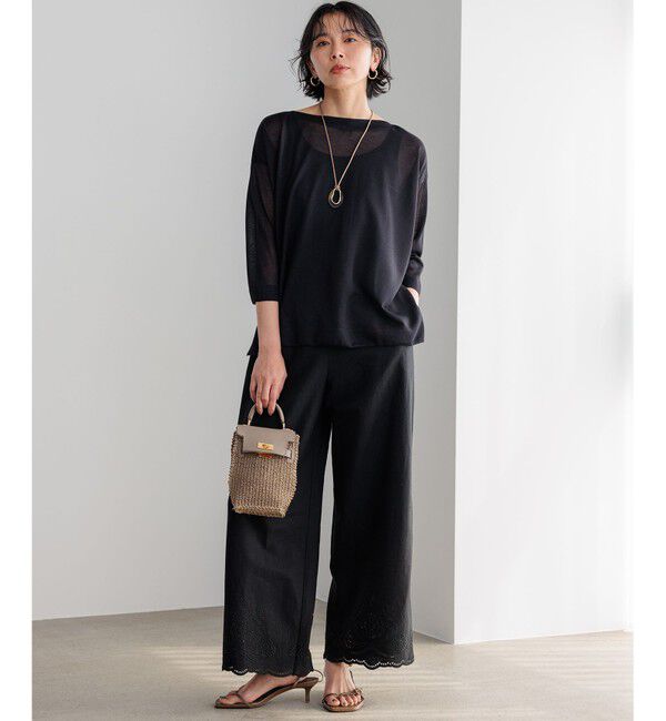 23区「【洗える】リネンエンブロイダリー ワイドパンツ」|その他|