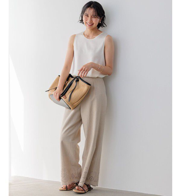 23区「【洗える】リネンエンブロイダリー ワイドパンツ」|その他|