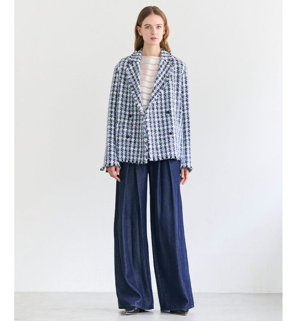 BEIGE,「HAUYNITE / ボーダーシアー ボートネックブラウス」|シャツ・ブラウス|