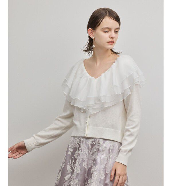 GRACE CONTINENTAL「フリルニットカーディガン」|カーディガン|