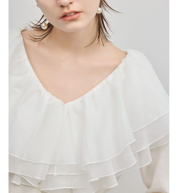 GRACE CONTINENTAL「フリルニットカーディガン」|カーディガン|