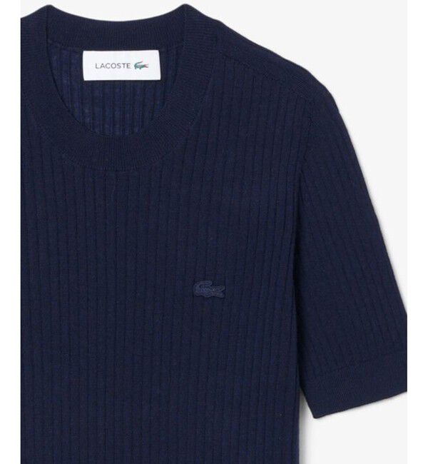 LACOSTE「3Dニッティングショートスリーブメリノウール ハイゲージニットセーター」|ニット・セーター|