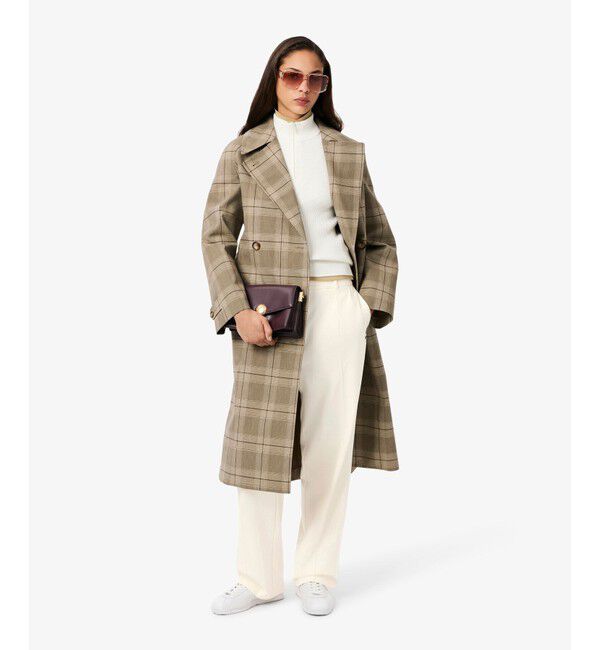 LACOSTE「オーバーサイズフランネル タックワイドパンツ」|チノ|