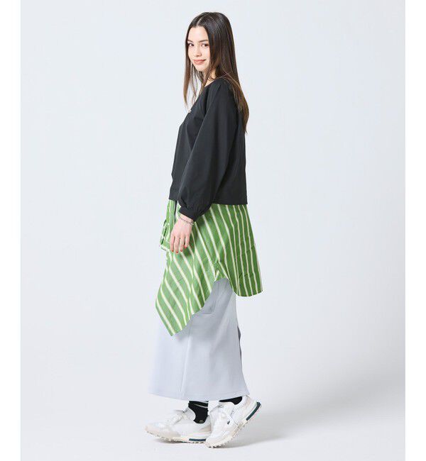 LACOSTE「クロップド丈 バルーンスリーブ ギャザー ロングスリーブTシャツ」|Tシャツ・カットソー|