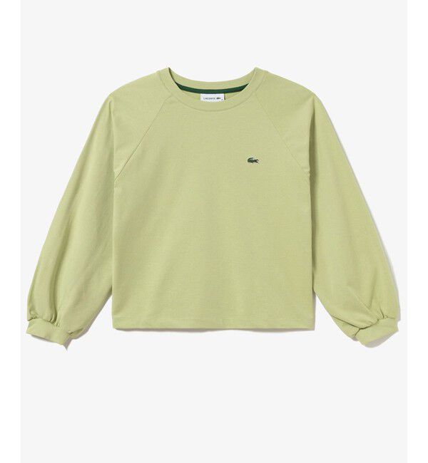 LACOSTE「クロップド丈 バルーンスリーブ ギャザー ロングスリーブTシャツ」|Tシャツ・カットソー|