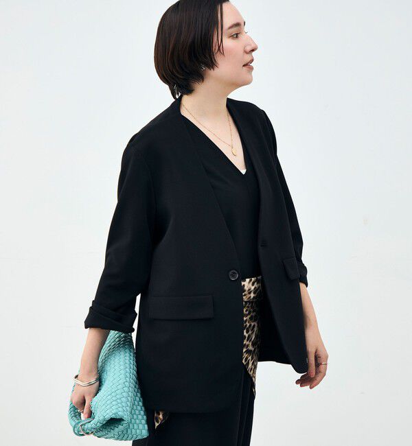 Rie Miller「ウォッシャブルノーカラージャケットジョーゼットダンボール」|ノーカラージャケット|