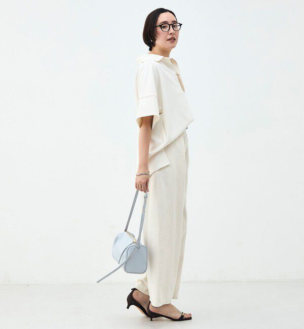 Rie Miller「ウォッシャブルョーポロ襟ハーフスリーブジゼットダンボール」|ポロシャツ|