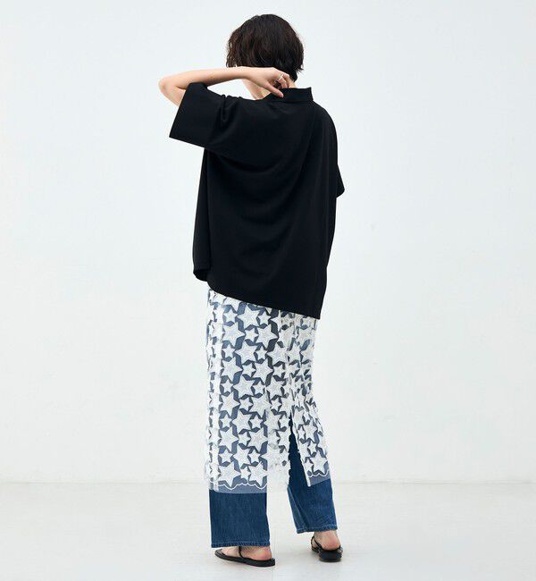 Rie Miller「ウォッシャブルョーポロ襟ハーフスリーブジゼットダンボール」|ポロシャツ|