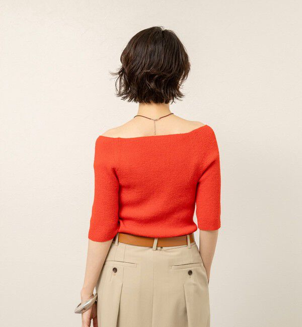 MAQWEL「《手洗い可能》ブークレ5分袖ニット」|ニット・セーター|